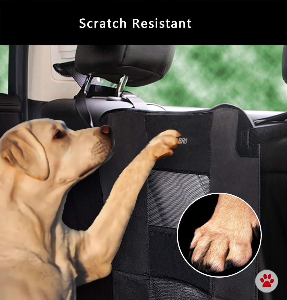 Wellbro Dog Car Backseat Barrier, Padded And Durable Nylon Net Pet Barrier, Vehicle Travel Dog Fence With 2 Mesh Windows, For Safe Driving, Easy To Install And Adjust For All Cars