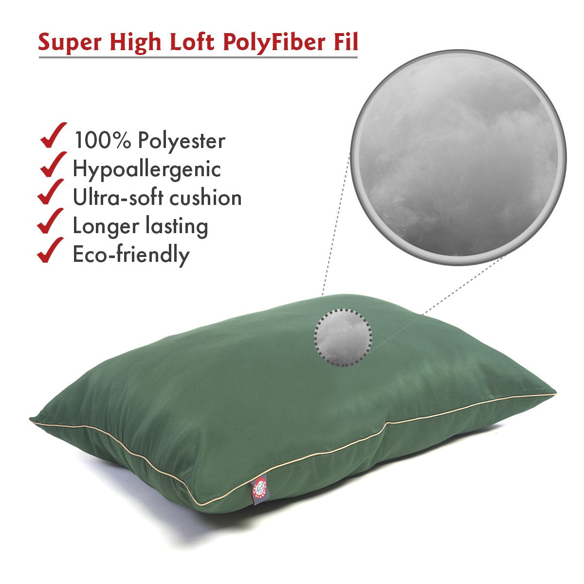 Majestic Pet Rectangle Large Dog Bed Washable – Non Slip Comfy Pet Bed – Dog Crate Bed Super Value Pillow Dog Bed – Dog Kennel Bed For Sleeping - Dog Bed Large Breed 46 X 35 Inch – Solid Green