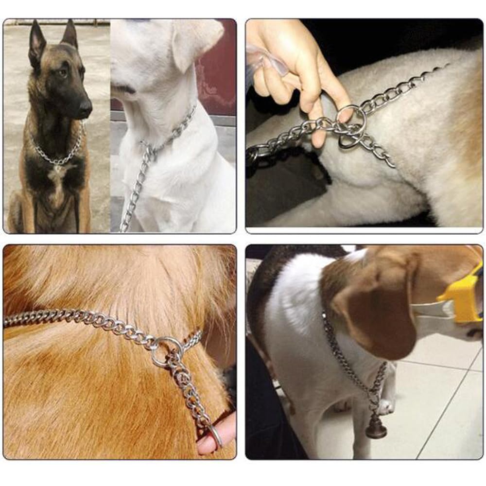 Silver Choker Collar For Dogs,Heavy Chain Dog Collar Metal Training Slip P Link Martingale Collars Puppy Choke Chain For Xxs Xs