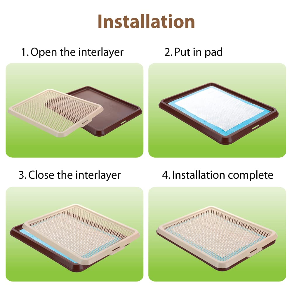 Banu Puppy Pee Pad Holder Indoor Outdoor Dog Potty Toilet Training Tray 20'' X 16'' For Small And Medium Dogs (Ivory)