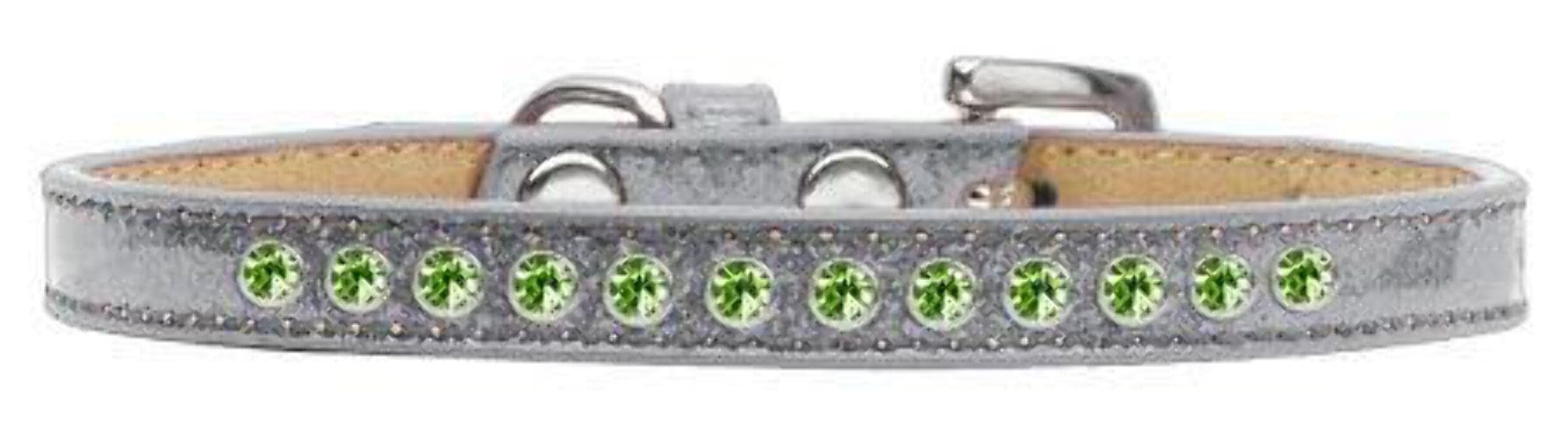 Dog, Puppy and Pet Ice Cream Collar, Lime Green Crystal Rimsets Silver 12
