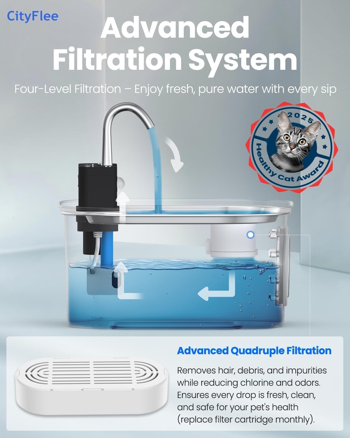 Wireless Cat Water Fountain With Sensor 108Oz 3.2L Stainless Steel Battery Operated Cordless Automatic Water Dispenser Quiet Pum