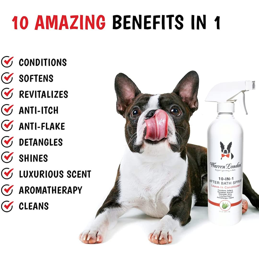 Warren London 10-In-1 After Bath Dog Spray | Dog Leave In Conditioner And Detangler Spray | Pet Grooming Spray With Aloe Vera, S
