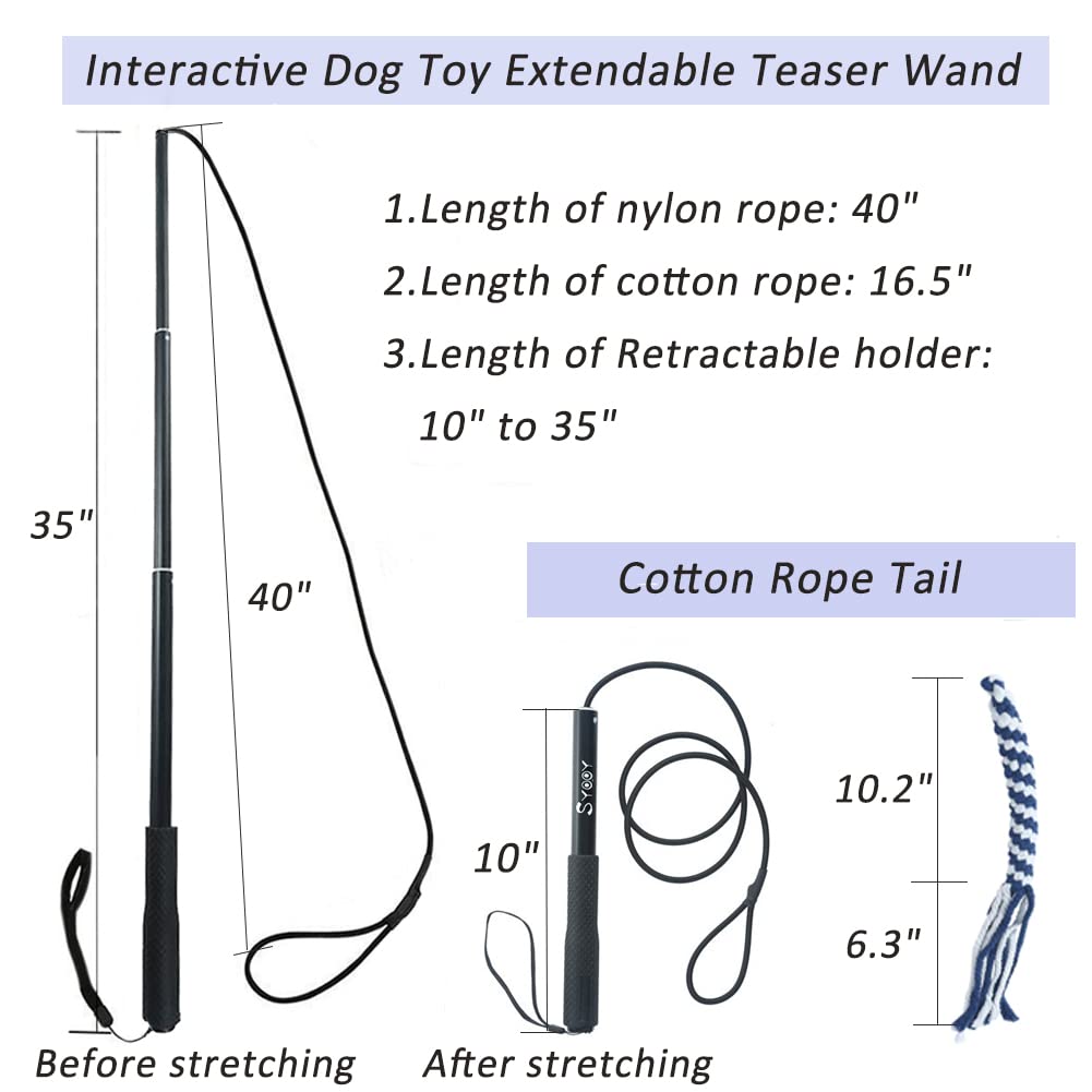 SYOOY Flirt Pole for Dogs,Interactive Dog Toys Durable Teaser Wand with 1 Fleece Rope Toy Dog Flirt Pole for Chase and Tug of Wa