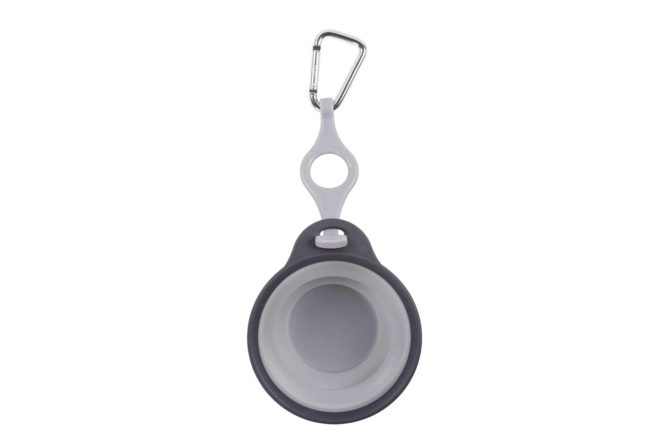Dexas Pets Collapsible Travel Pet Cup With Bottle Holder And Carabiner, Light Gray