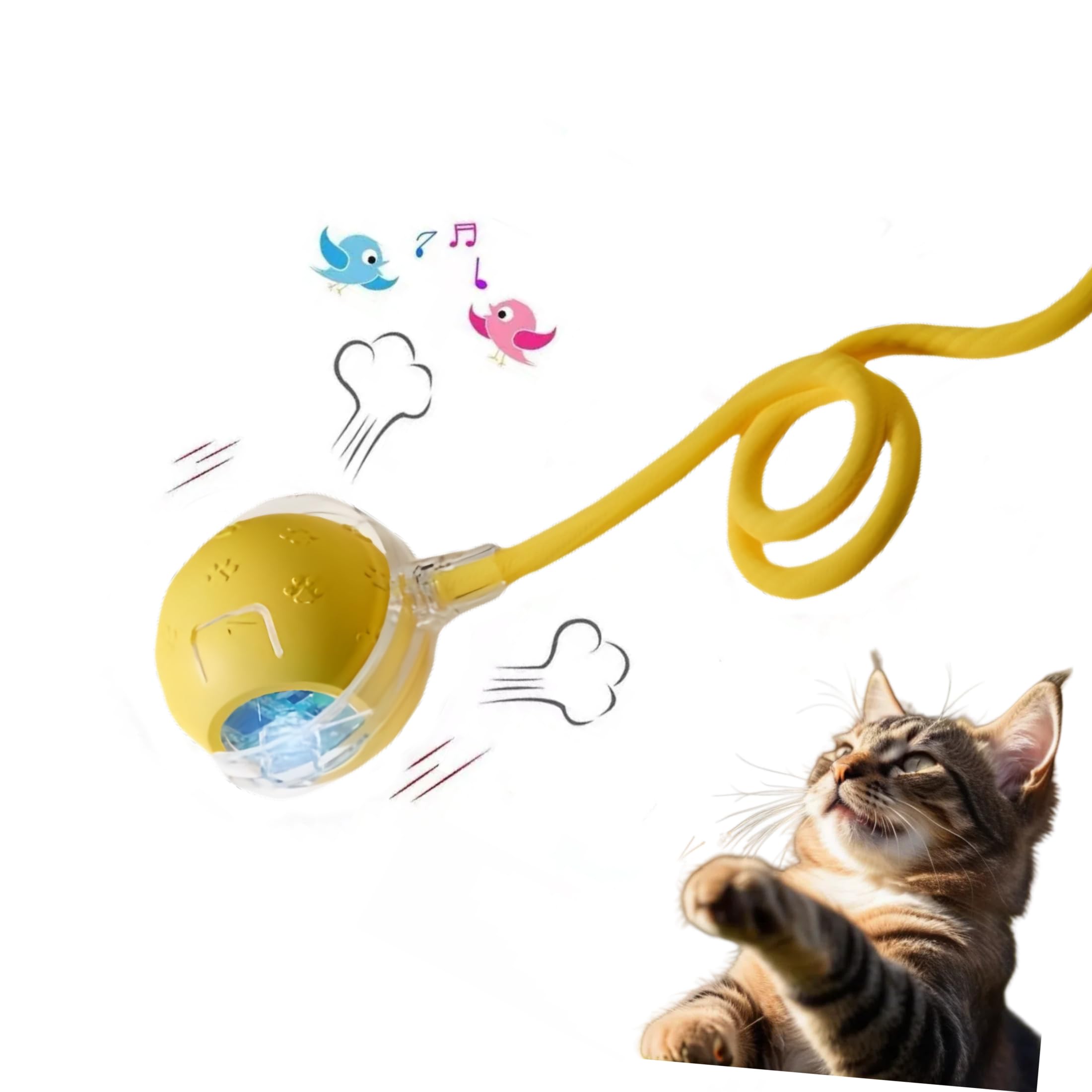 Interactive Cat Toy Ball - Automatic Electric Rolling Ball With Chirping Bird Sounds, Motion-Activated Indoor Toy For Kittens An