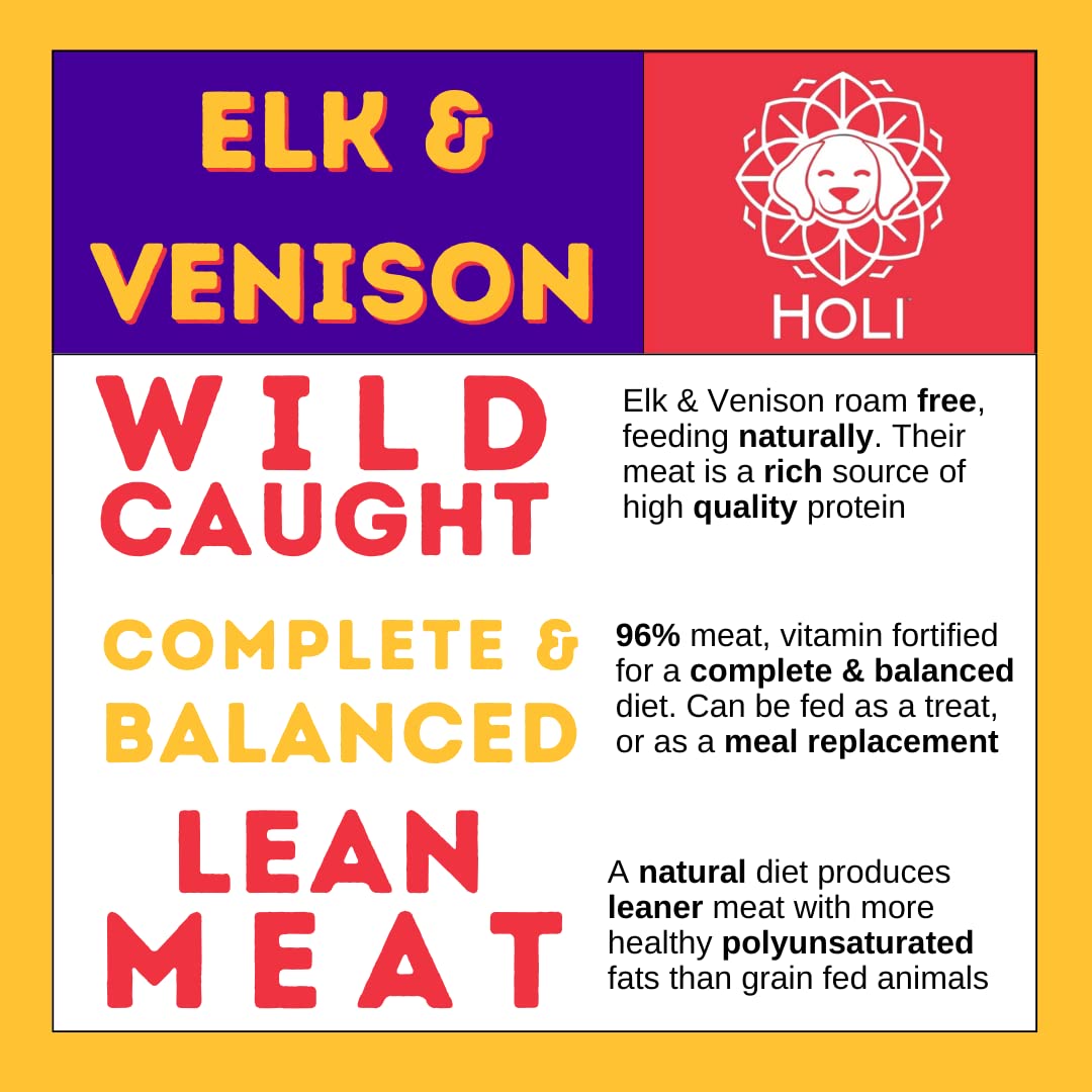 HOLI Elk & Venison Freeze Dried Dog Treats - All Natural and Wild Caught | Vitamin and Mineral Fortified | Made in USA - Human G