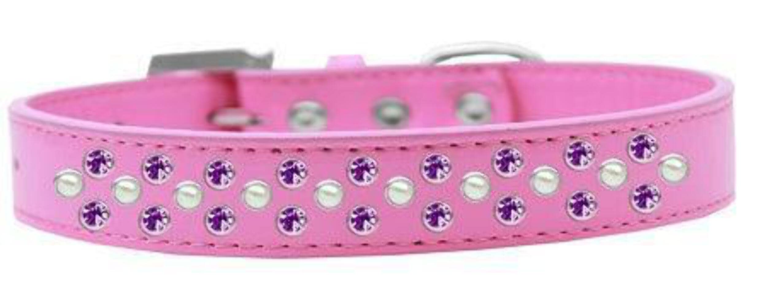 Dog, Puppy & Pet Fashion Collar, Pearl and Purple Crystal Rimsets Sprinkles Black 18