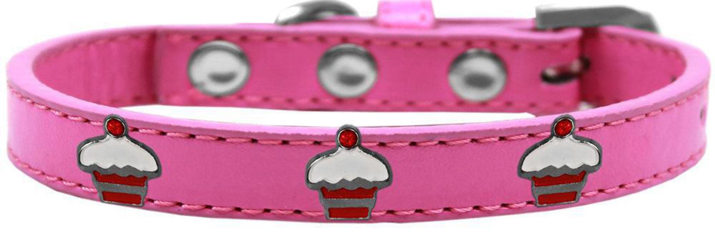 Dog, Puppy & Pet Widget Fashion Collar, Red Cupcake Aqua 10