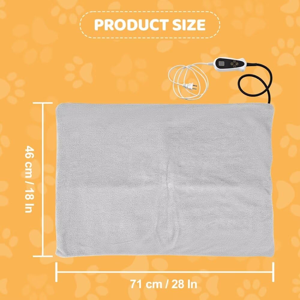Pet Heating Pad For Cats Dogs With Timer Temperature Adjustable, Electric Heating Mat Indoor, Adjustable Warming Mat, Waterproof Heated Bed With Chew Resistant Steel Cord,Pet Heated Mat