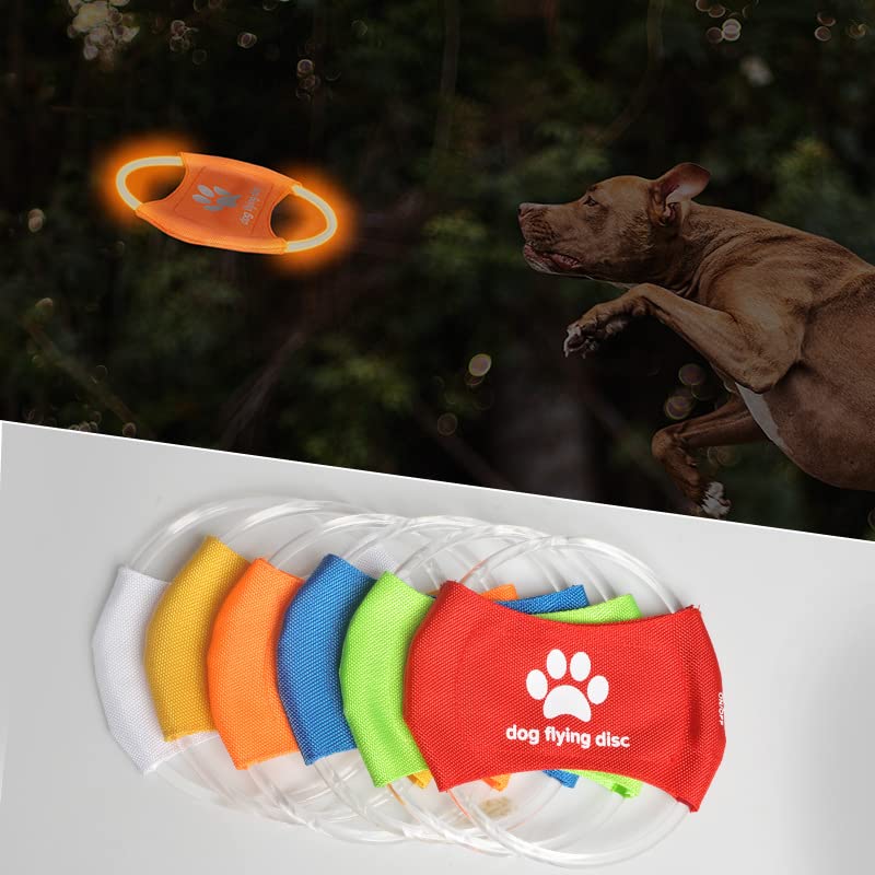 2pcs-Dog Training LED Luminous Frisbee, TPU Non Toxic Soft Rubber Teeth Grinding and Biting Resistant, Rechargeable Luminous Pet