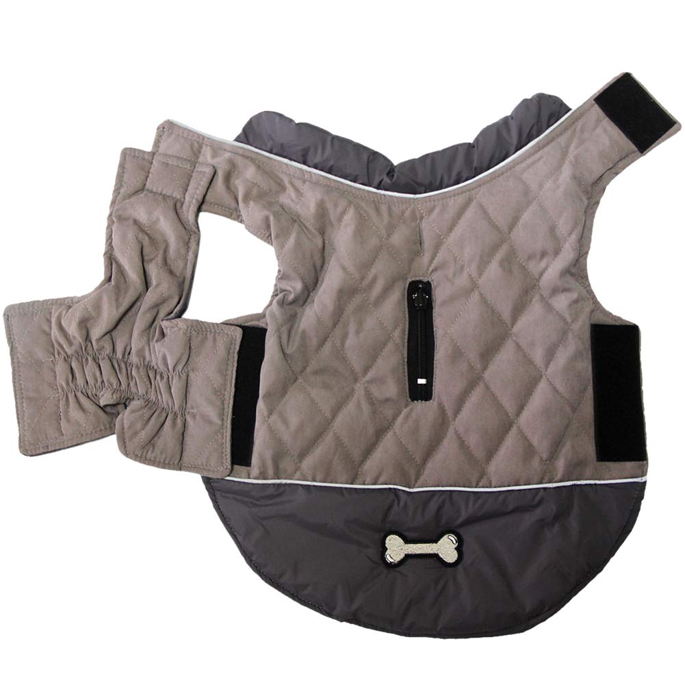 Vecomfy Reversible Dog Coats For Small Dogs Waterproof Warm Dog Jacket For Cold Winter,Grey M