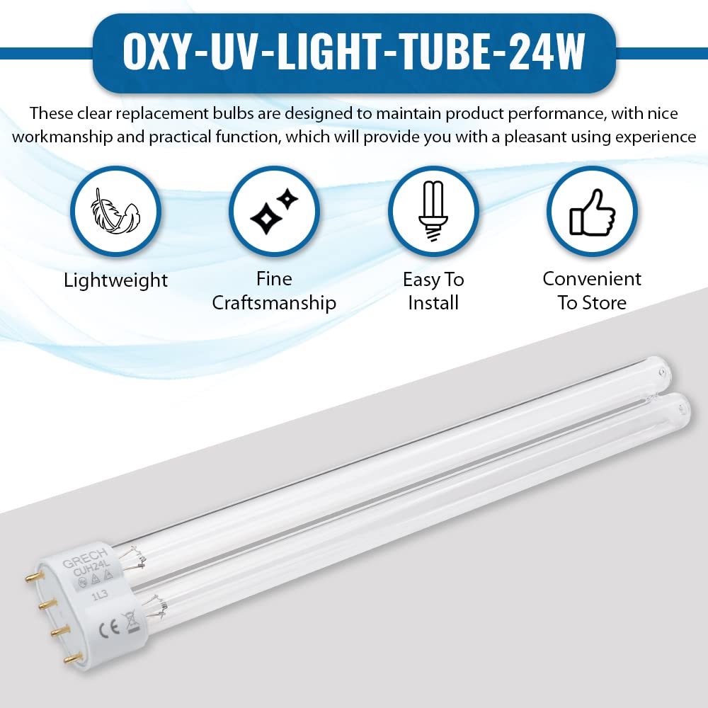 OXYFUL 24W UV Ultraviole 2G11-4 Pin Base Replacement Light Clarifier Lamp Filter for Aquarium Koi Pond Fish Tank Compatible to C