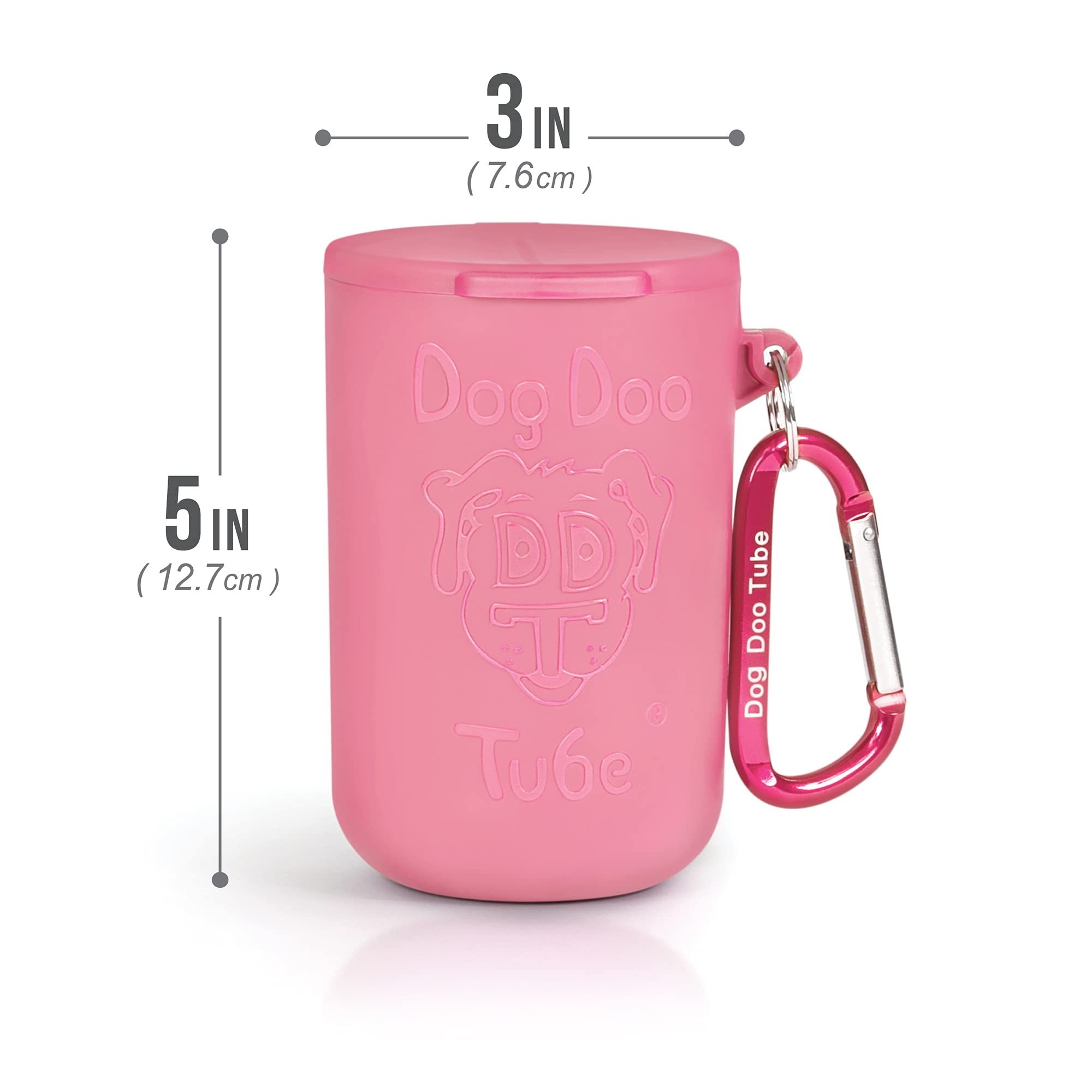 Dog Doo Tube Reusable Dog Poop Holder For Dog Walkers - Carries Used Dog Poop Bags - Tight Fitting Lid Keeps In Odors - Dog Waste Carrier - Attachable To Dog Leash, Harness Or Waist (Medium, Pink)