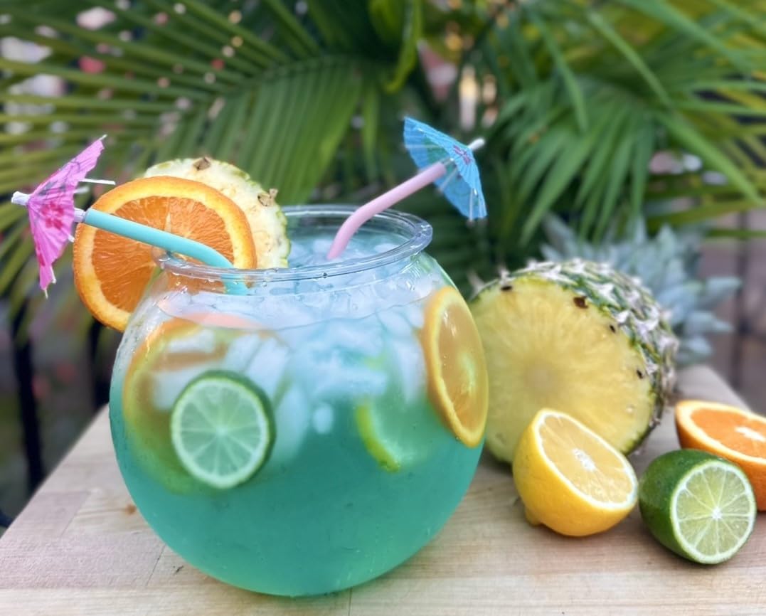 Aquatic Wonder 2 Gallon Fish Bowl, Round Crystal Clear Plastic is Break-Resistant and Light Weight. Ideal for Betta Fish Aquariu