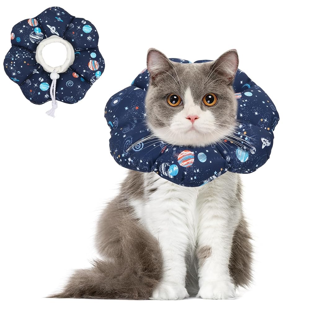 ComSaf Soft, Protective Adjustable Cat Cone Collar to Stop Licking After Surgery, Comfortable Lightweight Elizabethan Collar for