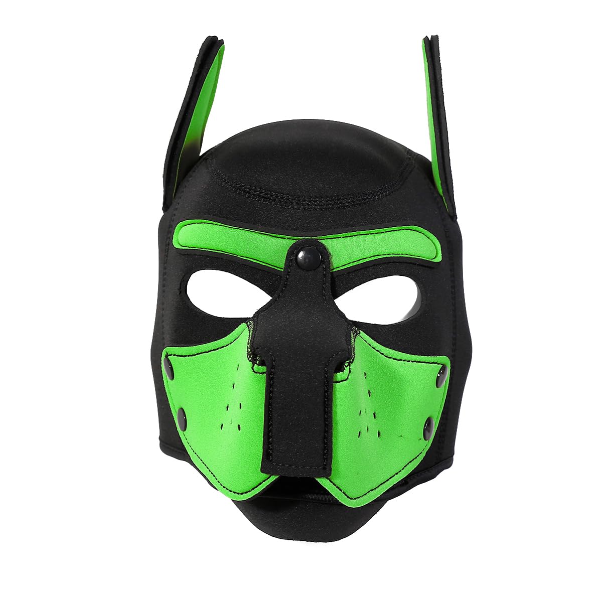 Neoprene Puppy Face Muzzle Dog Removable Full Face Pup Hood Mask (Green, One Size)