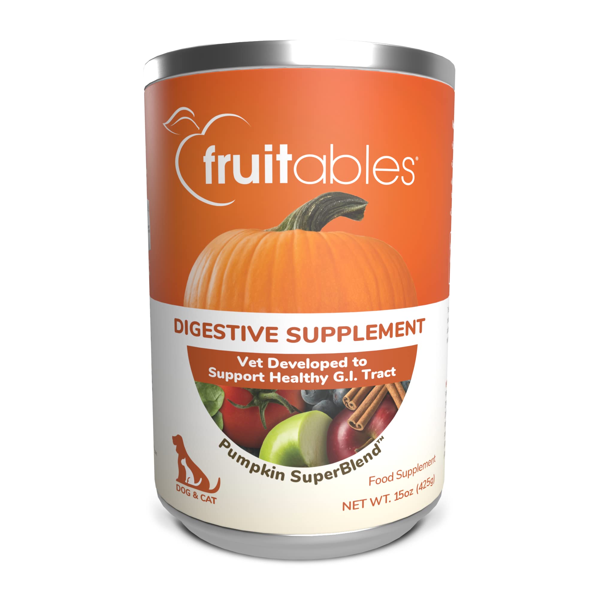 Fruitables Pumpkin Digestive Supplement - Made with Pumpkin for Dogs - Healthy Fiber Supplement for Pet Nutrition - 15 ounces