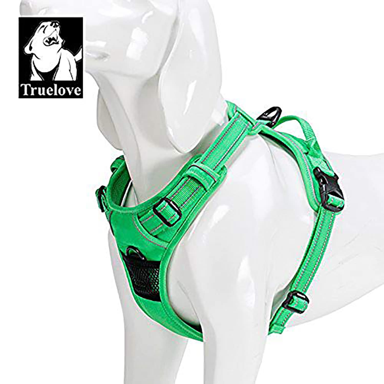 True Love Adjustable No-Pull Dog Harness Reflective Pup Vest Harnesses Comfortable Control Brilliant Colors Truelove Tlh5651(Grass Green,Xs)