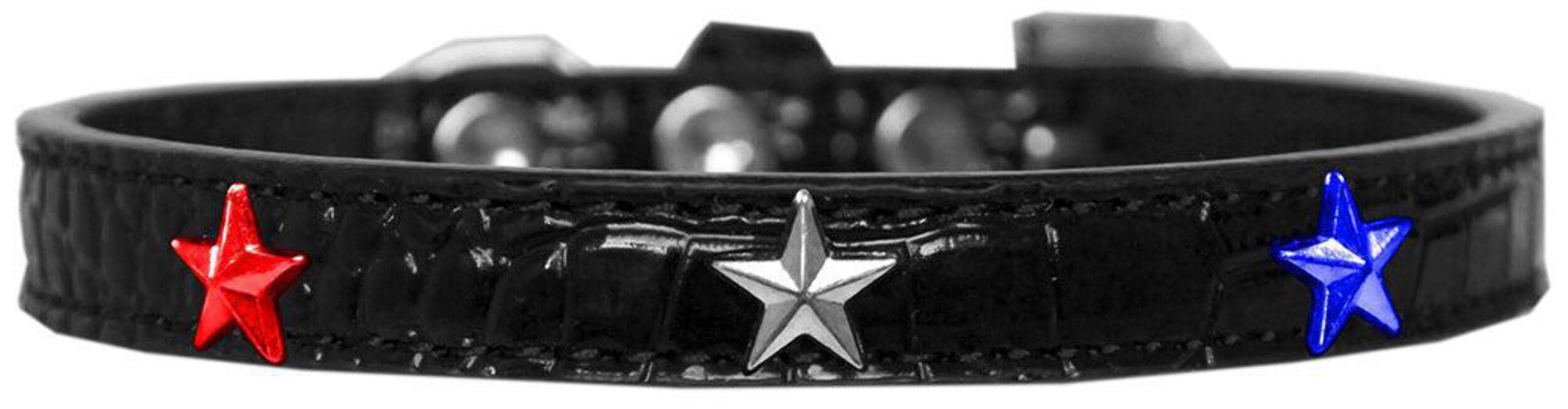Dog, Puppy and Pet Designer Croc Widget Collar, &quot;Red, White & Blue Stars&quot; Red 20