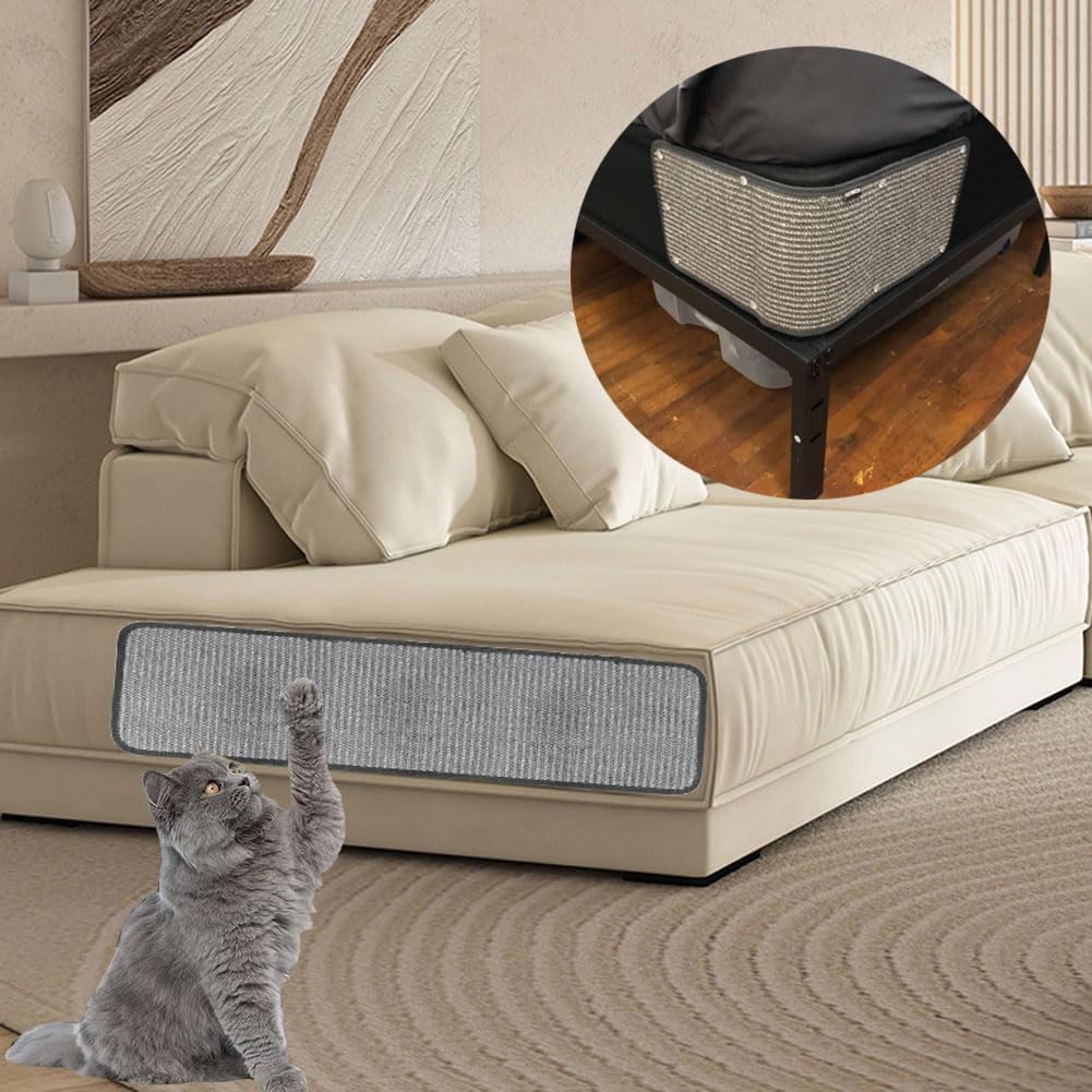 Cat Scratching Pad Natural Sisal Sofa Corner Furniture Protector Scratching Mat Cat Scratch Pads Couch Corner Protecting Furniture Anti-Slip Sisal Cat Repellent Mat For Sofa Bed Chair Desk Legs