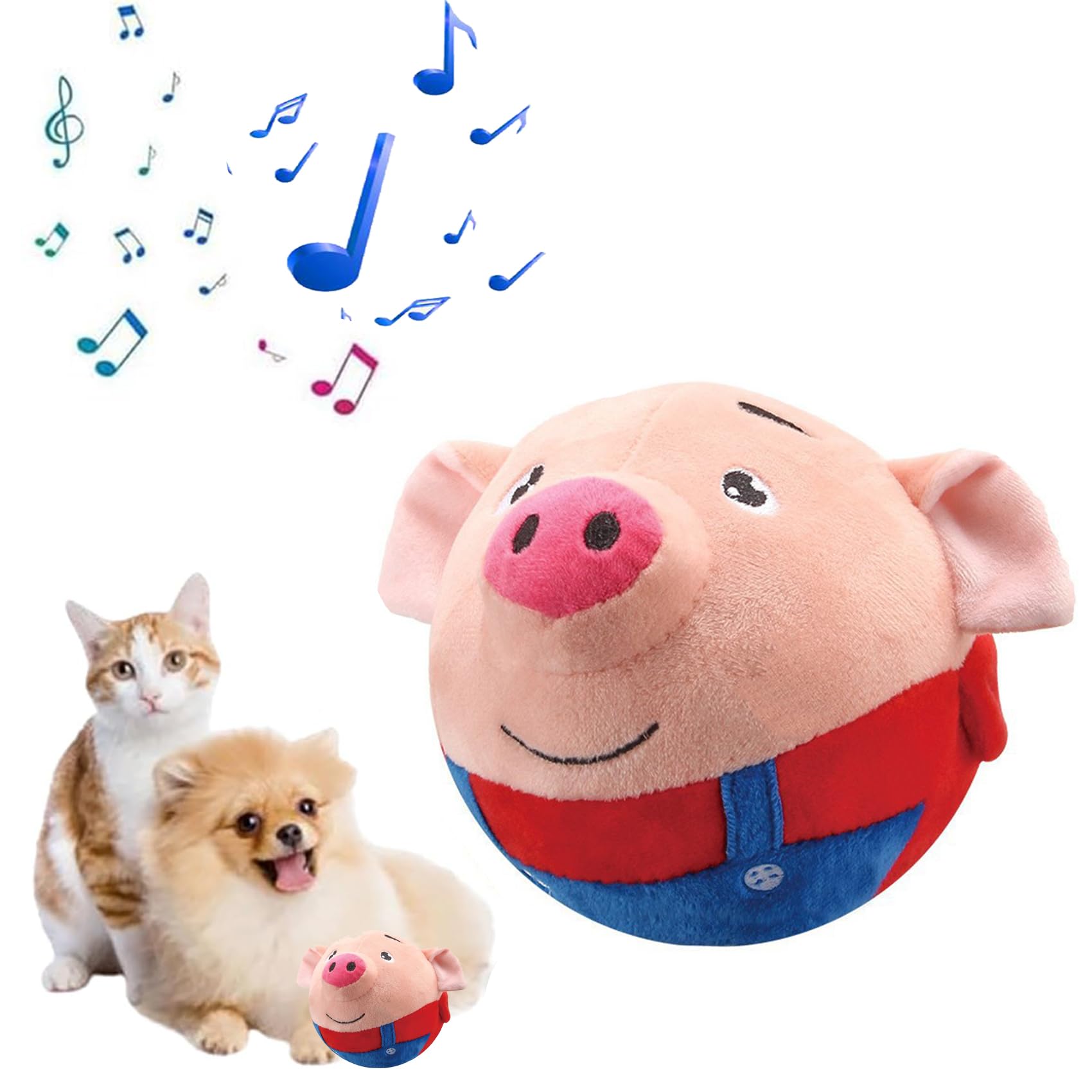 2024 New Active Moving Pet Plush Interactive Electronic Dog Toy - Rechargeable Squeaky Moving Ball Toy (Red Pig)