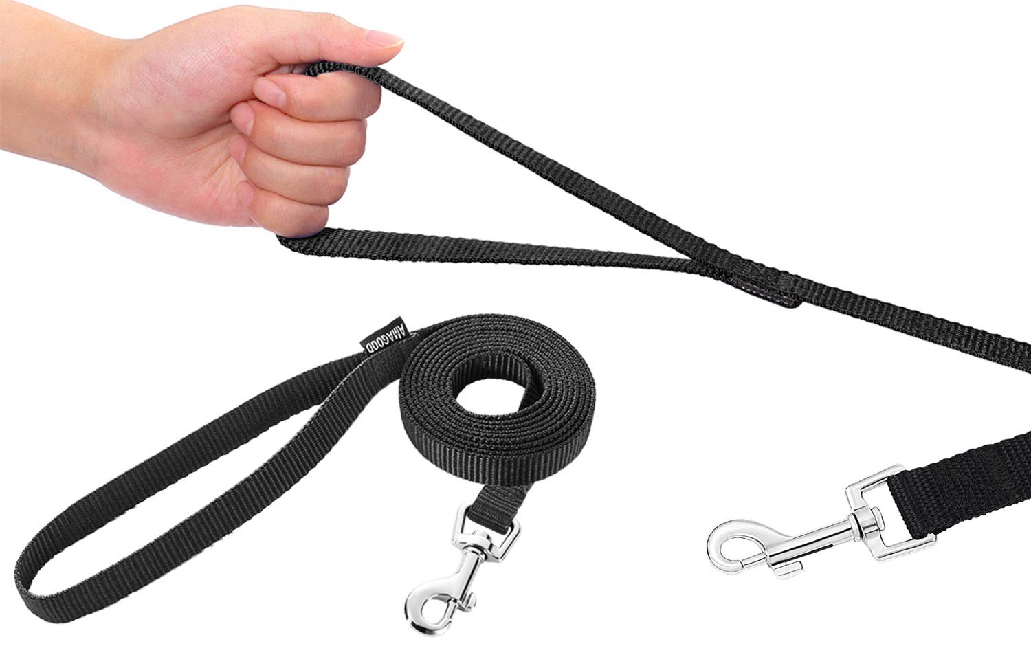 6 Ft Puppy/Dog Leash, Strong And Durable Traditional Style Leash With Easy To Use Collar Hook,Dog Lead Great For Small And Medium And Large Dog(Black,5/8' X 6 Feet) (Black)