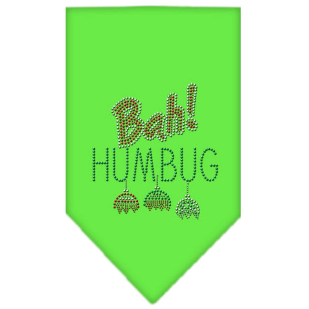 Christmas Pet and Dog Bandana Rhinestone, Bah Humbug Lime Green Large