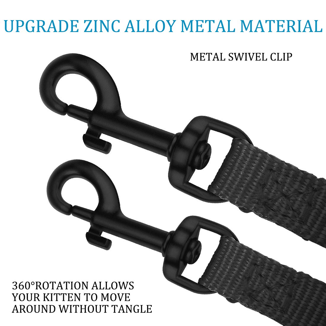 Doyoo 2 Pack Puppy & Cat Leash - Strong & Durable With Easy-Use Collar Hook - Great For Small & Medium Dogs (Set 4-Black+Black)