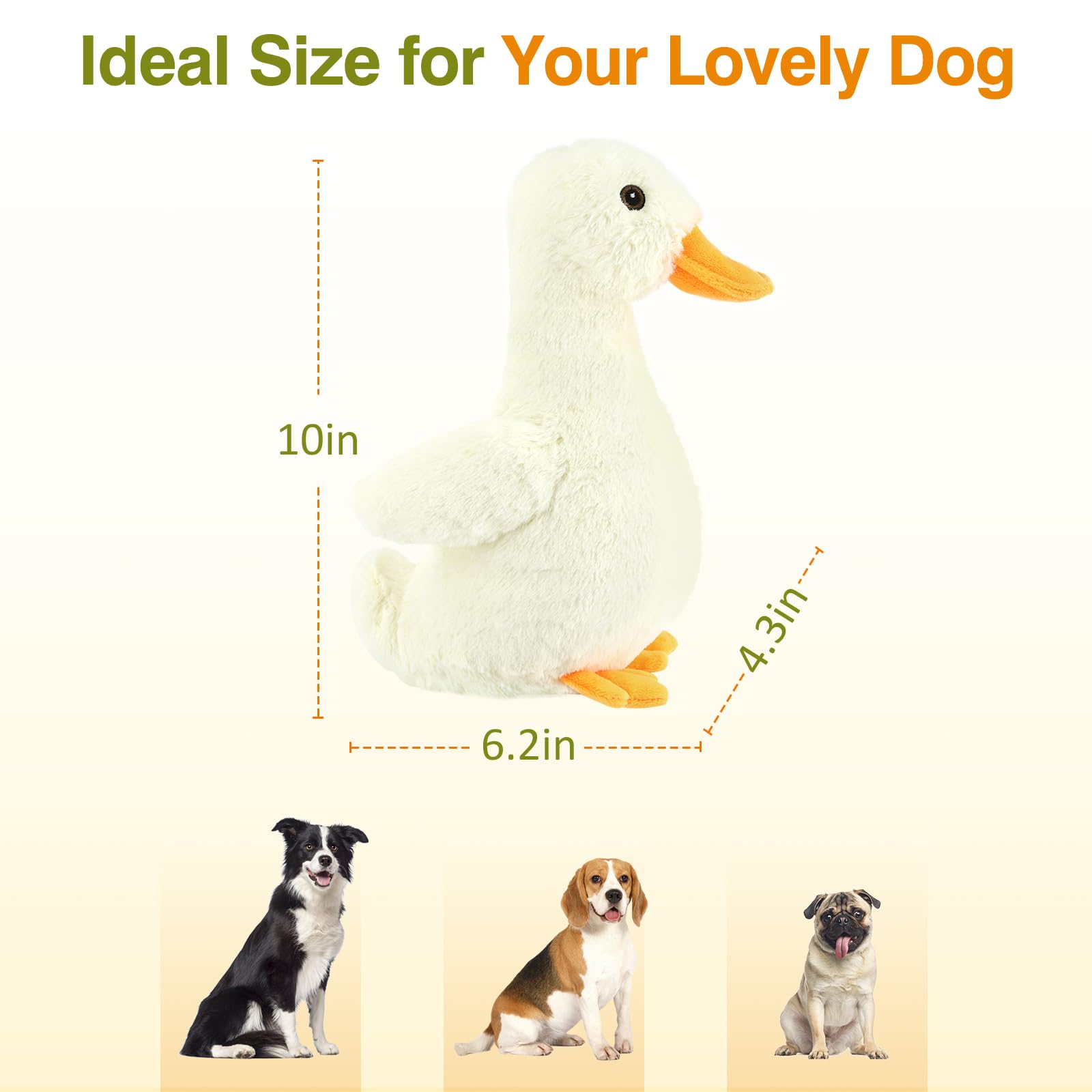 Pawaboo Squeak Plush Duck Dog Toy, Large 12'' Super Soft Plush Stuffed Duck-Shaped Pet Toys, Crinkle Paper Rattle Pet Biting Tra