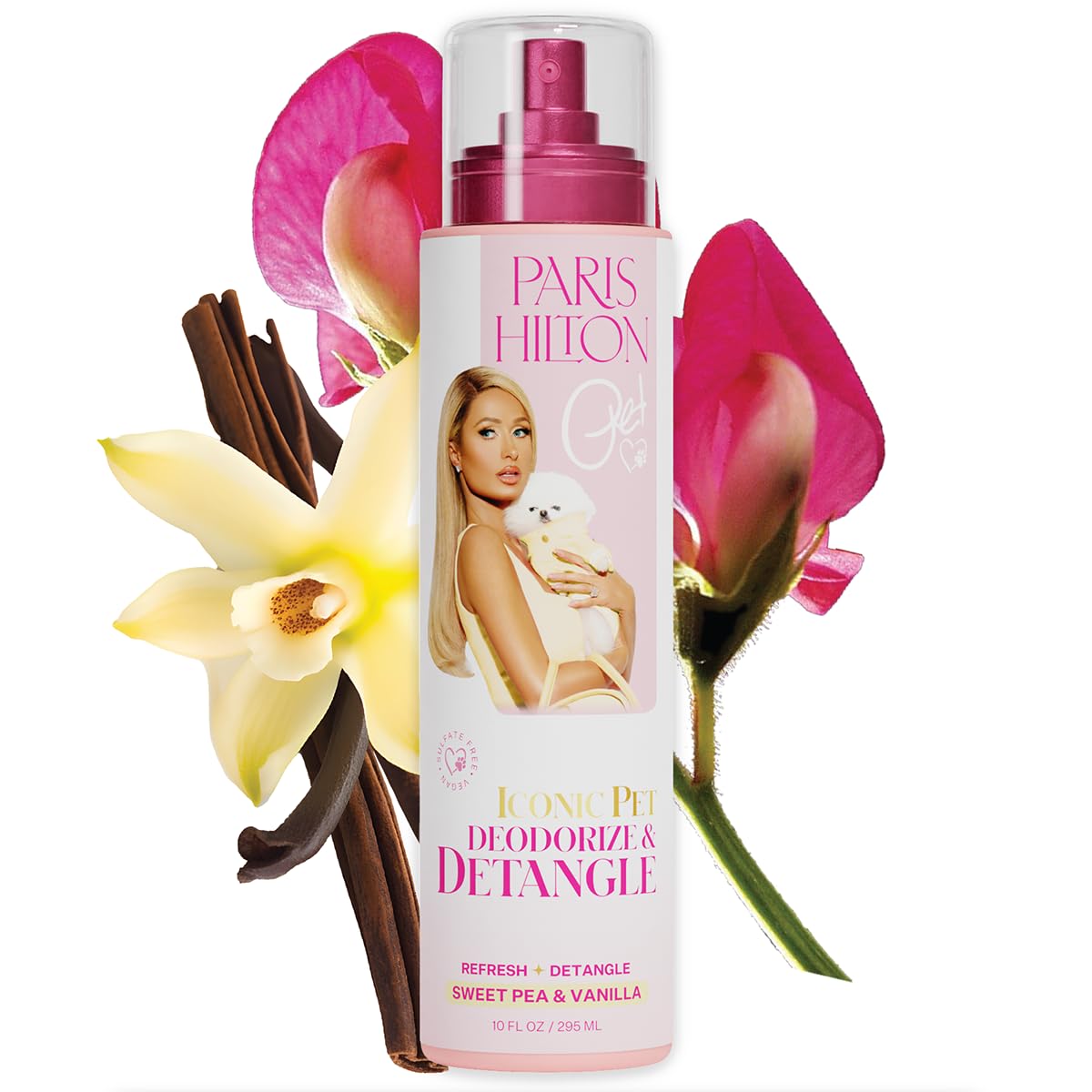 Paris Hilton Dog Deodorizer & Detangler | Odor Neutralizing With Light Sweet Pea & Vanilla Scent For Fresh Grooming & Detangling