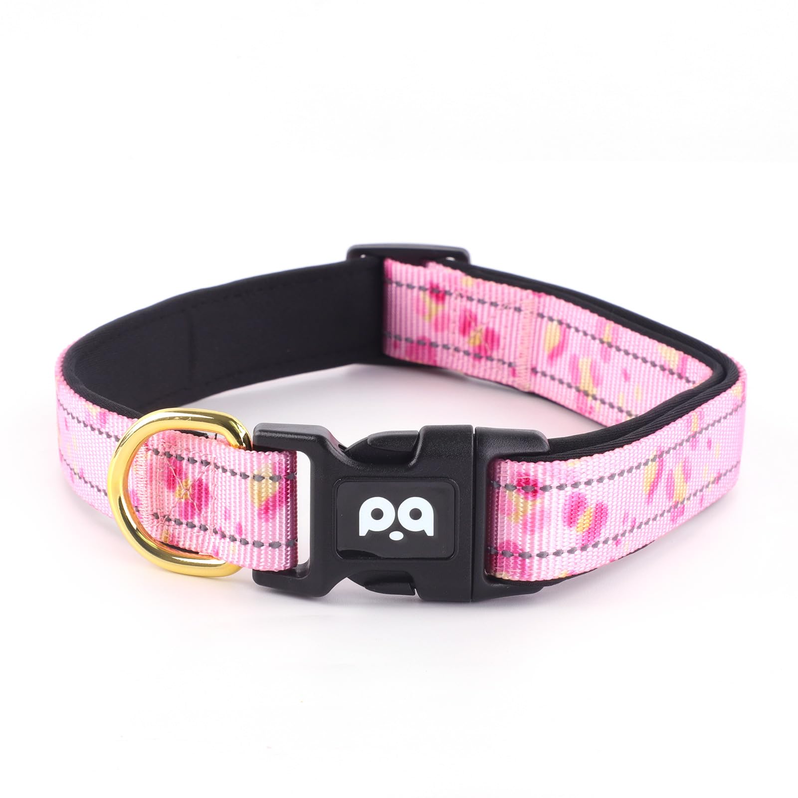 Qqpets Reflective Dog Collar With Soft Neoprene Padded Breathable Nylon Pet Collar Adjustable For Small Medium Large Dogs