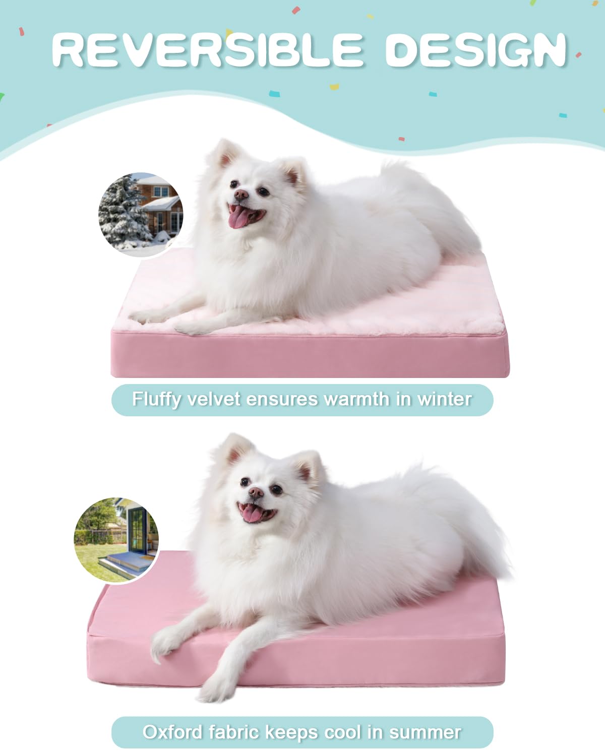 Ksiia Orthopedic Dog Bed Dog Crate Bed Waterproof Dog Beds For Medium Dogs Deluxe Plush Washable Dog Bed With Egg Crate Foam & R