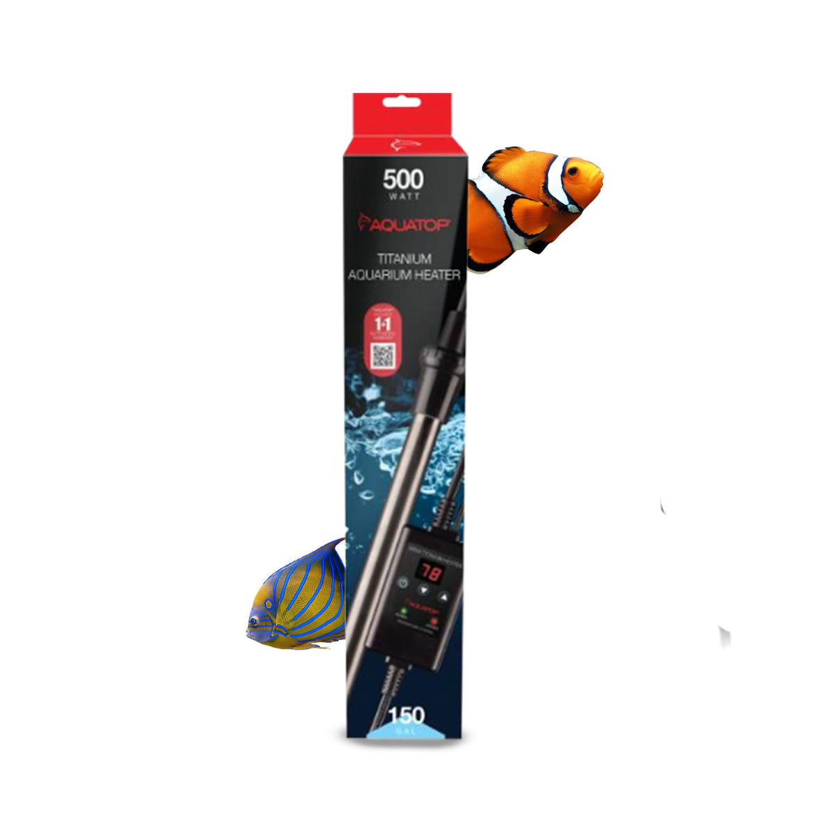 Aquatop 500W Titanium Heater With Controller – Fully Submersible - Up To 150 Gal – 68-92°F Adjustable Temperature – Ideal For Turtles & Large Fish