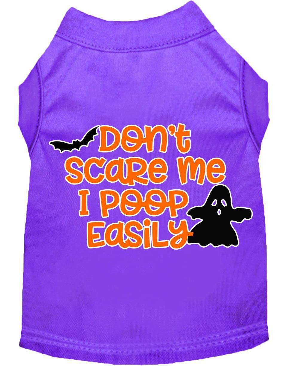Halloween Pet Dog & Cat Shirt Screen Printed, "Don't Scare Me, I Poop Easily" Aqua L
