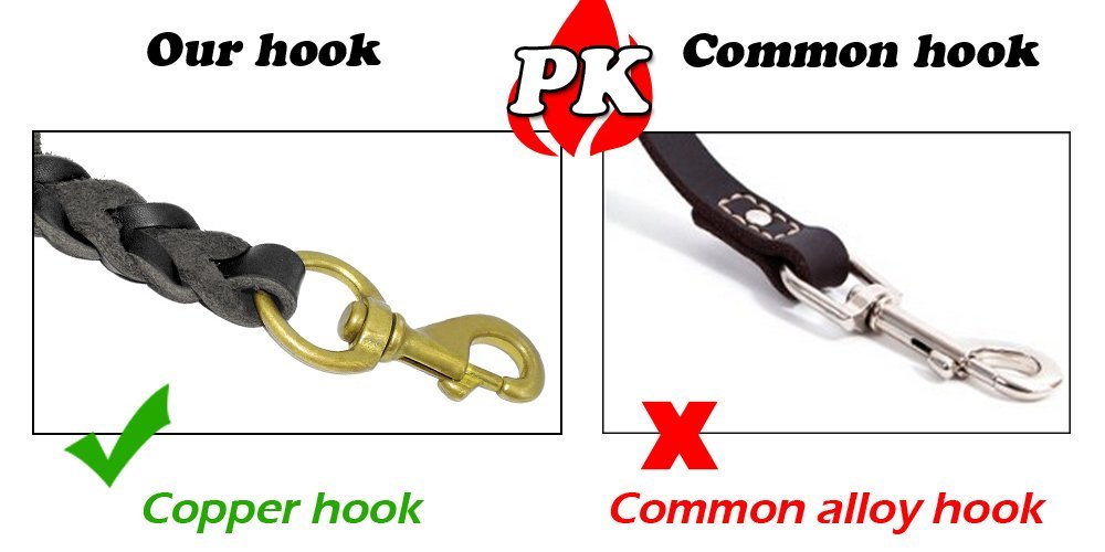 Berry Pet Leather Dog Leash - Training & Walking Braided Dog Leash - 3.6 Ft By 3/4 In (110Cm 1.8Cm) - Latigo Leather Black