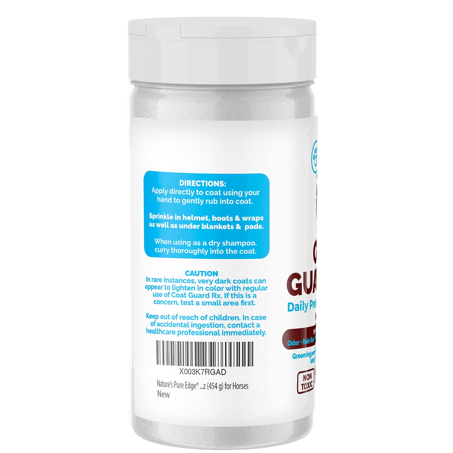 Coat Guard Rx Large 16 Oz. Daily Preventative Powder For Horses - Coat And Skin Treatment & Dry Shampoo For Horses.