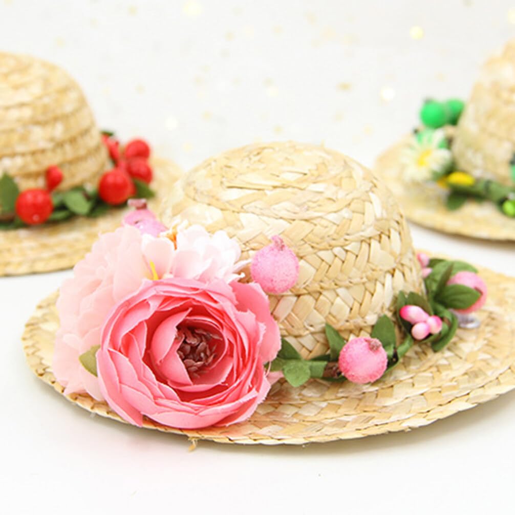 Toddmomy Dog Hawaii Straw Hat Pet Dog Straw Hat Spring Summer Sun Hat with Flower Puppy Daisy Beach Hat Woven Sun Bucket Cap for
