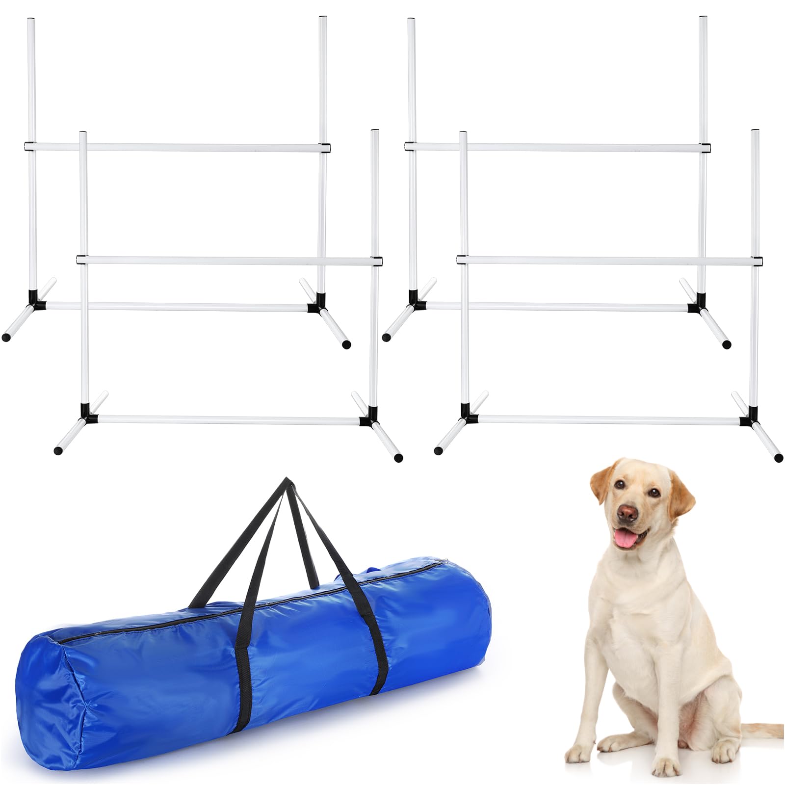 Shappy 4 Pieces Dog Agility Equipment With Adjustable Height Jump Bars Adjustable Dog Agility Jumps With Carry Bag Exercise Jump