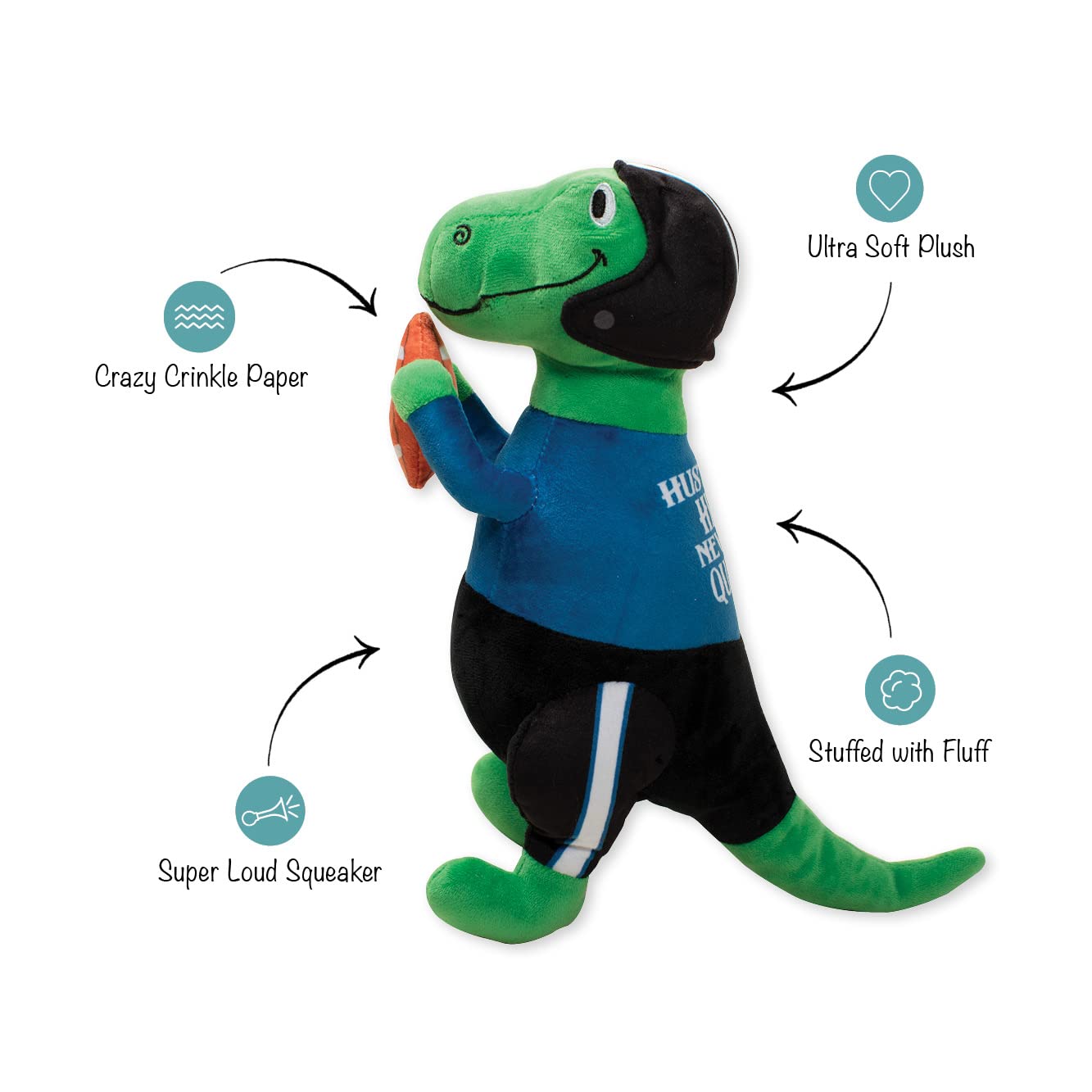 Fringe Studio Plush Dog Toy, Hustle, Hit, Never Quit, Pet Shop Collection (289883)