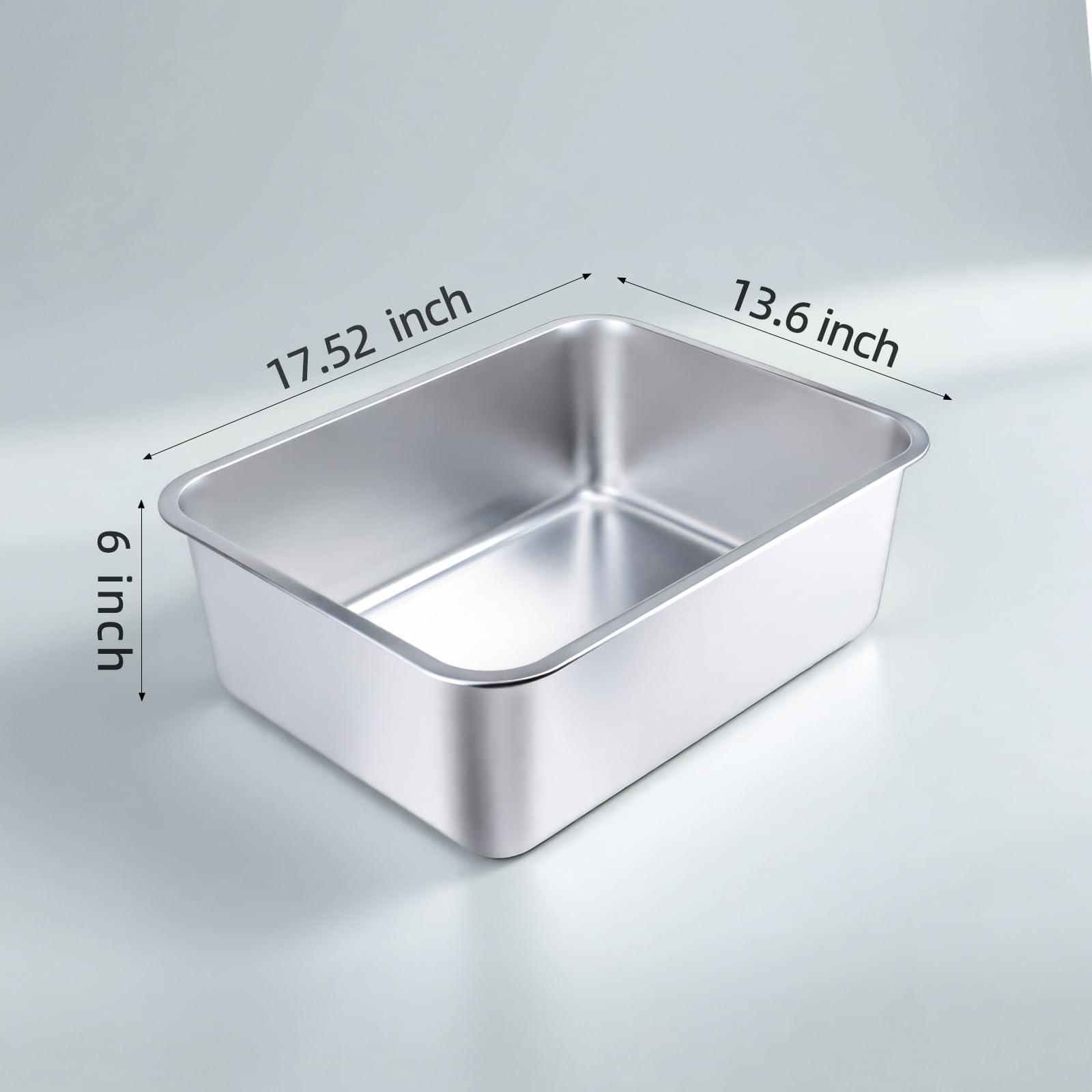 Stainless Steel Cat Litter Box - Large Metal High-Sided Litter Pan For Cats, Rabbits, And Pets, Non-Stick, Odor-Free, Easy To Cl