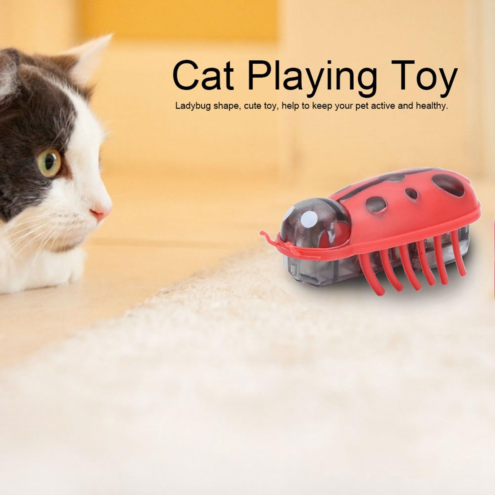 7Pcs Interactive Cat Toys - Mini Cute Ladybug, Moving, Electronic, Battery Operated For Indoor Cats Kitten Chasing, Playing, Ent