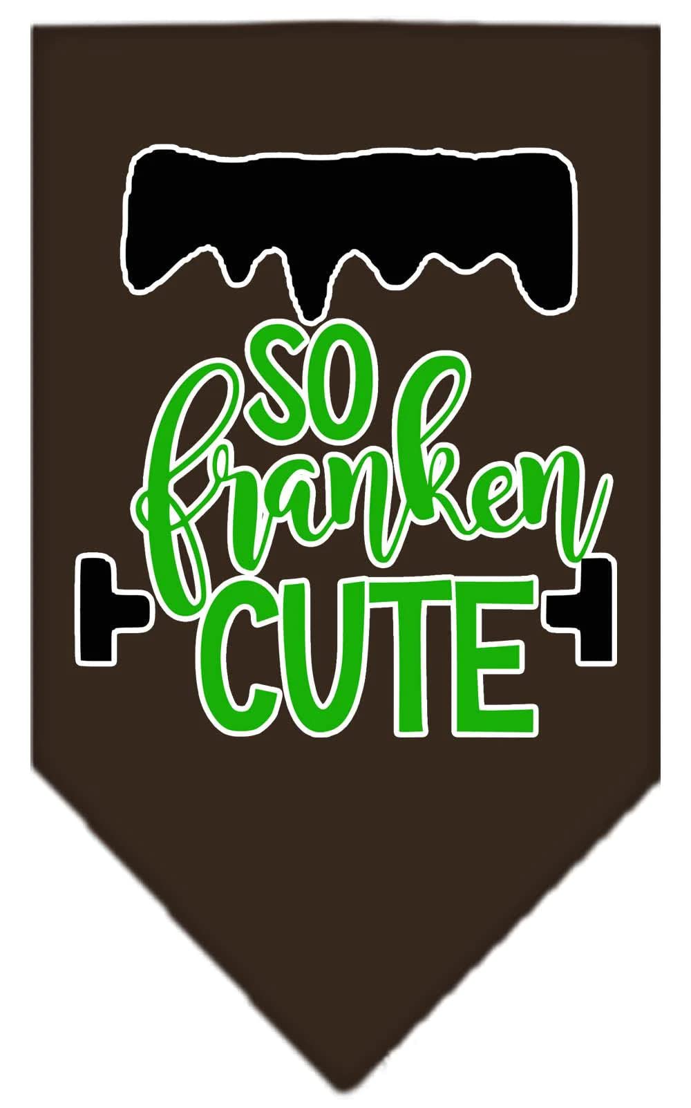 Halloween Pet and Dog Bandana Screen Printed, "So Franken Cute" Orange Small