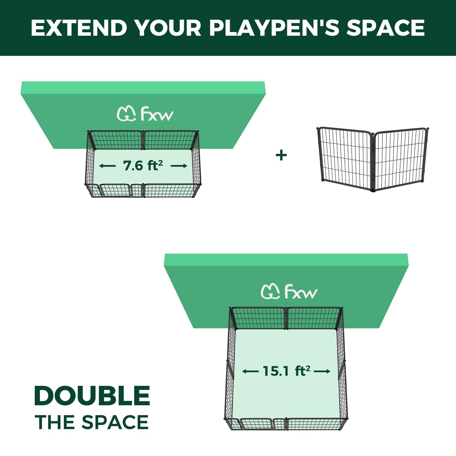 Fxw Homeplus Dog Playpen For Indoor Use - Stress-Free And Safe Play, Heavy Duty 24 Inch 2 Panels Dog Pen For Puppies And Small D