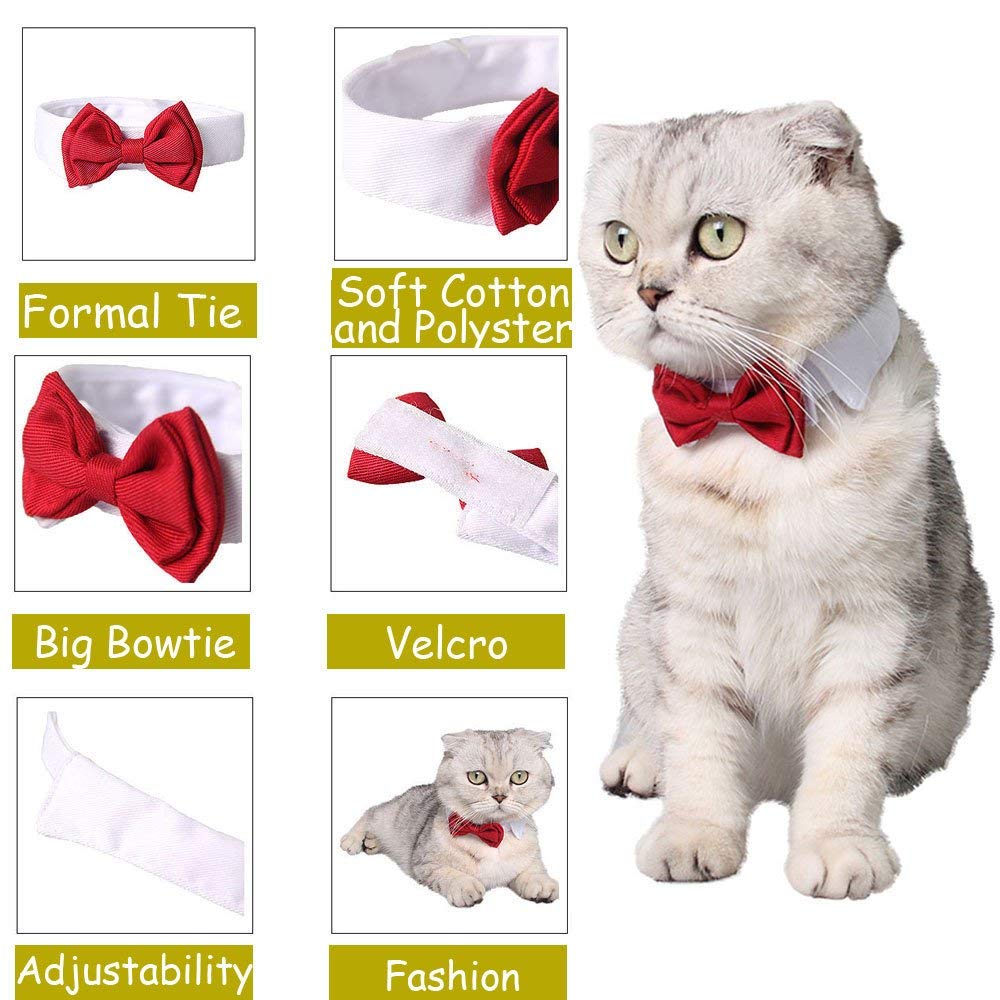 Selected Adjustable Dog Bow Tie Puppy Pet Costume Collar Stripe Bow Tie Dogs Cats Puppy Tie Neck Tie - Perfect For Wedding Tie Party Accessories (Formal Collar Bowtie-Red)