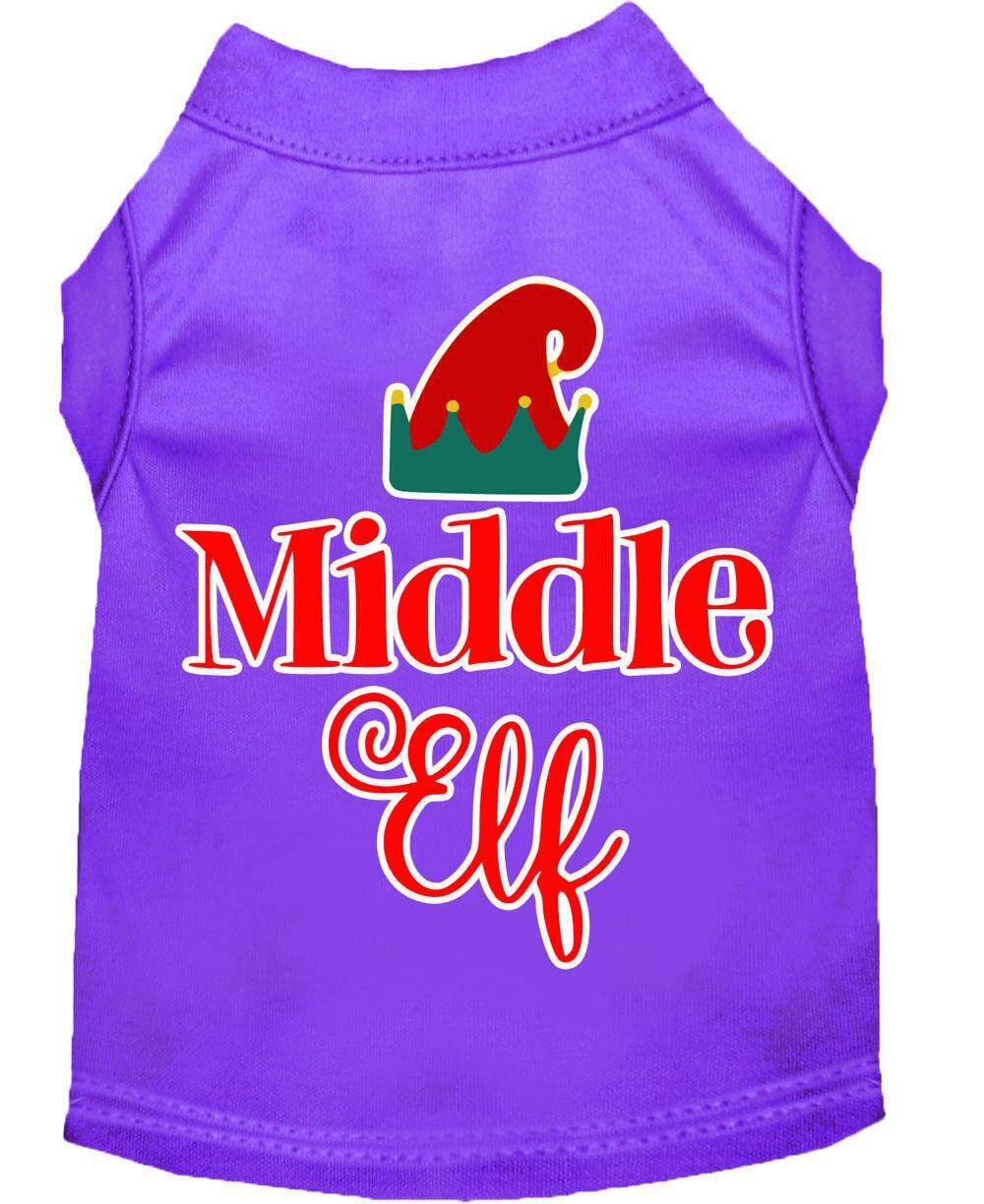 Christmas Pet Dog & Cat Shirt Screen Printed, &quot;Middle Elf&quot; Purple SM (3-6 lbs.)