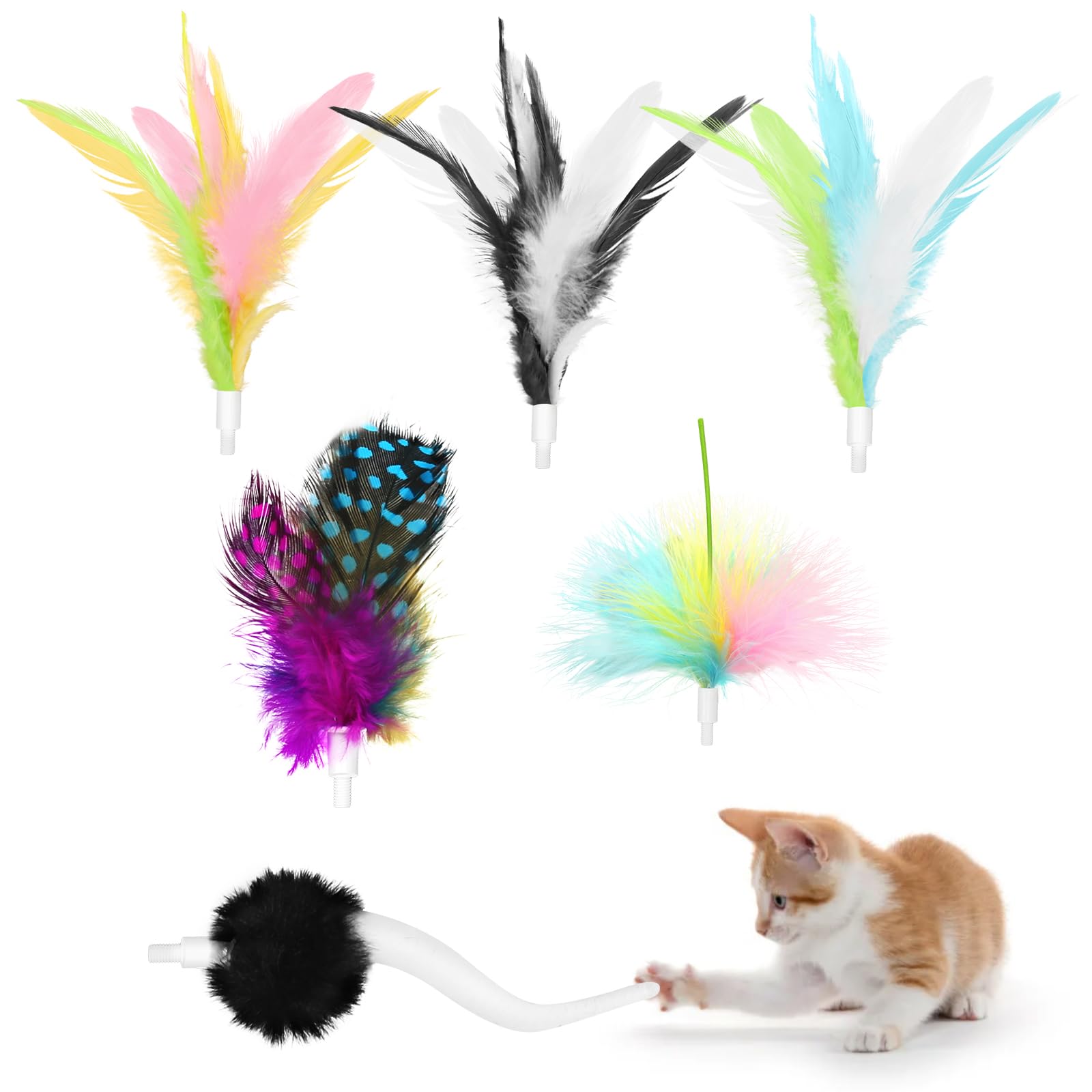 Apodess 6 Pcs Feather Replacement Cat Toys For Ct01 Cat Toy Feather Accessories For Indoor Refills Kittentoy Accessories