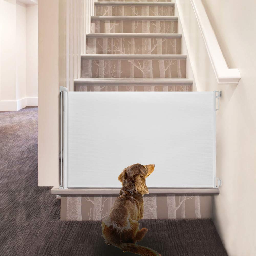 Easybaby Retractable Baby Gate, 33' Tall, Extends Up To 55'' Wide, White/Child Safety Baby Gates, Pet Retractable Gates For Stairs, Doorways, Hallways, Indoor And Outdoor
