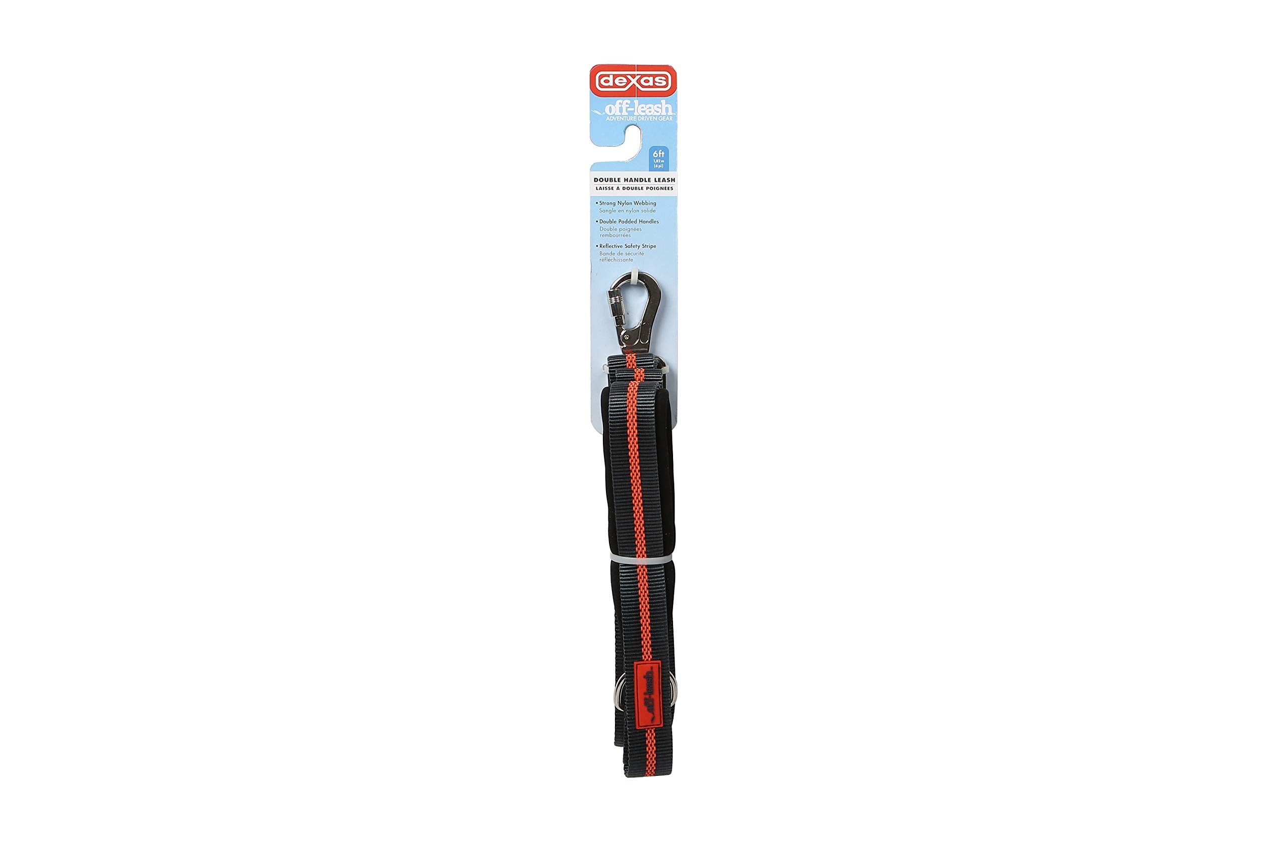 Dexas Double Handled Reflective Dog Leash, Large