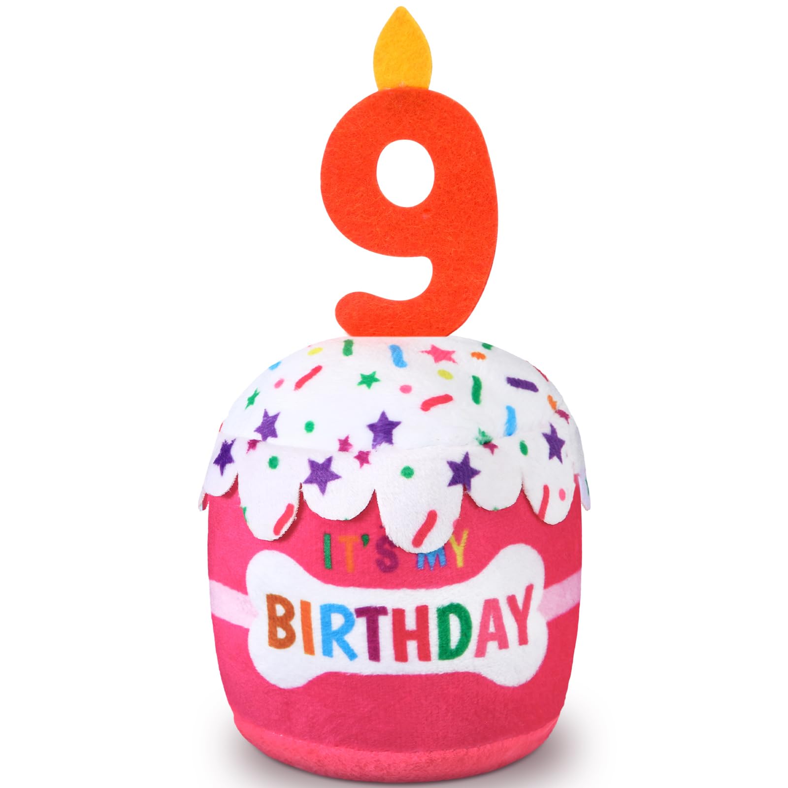Dansydaisy Dog 9Th Birthday Cake Toy Accessories For Girl Boy Gifts, Pink Squeaky Plush Toy For Dog Birthday Party Decor Favor F
